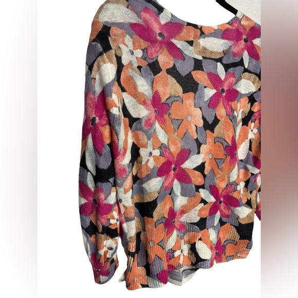 NIC+ZOE LINEN BLEND GLOWING PETALS 4-WAY CARDIGAN PL - Picture 13 of 16